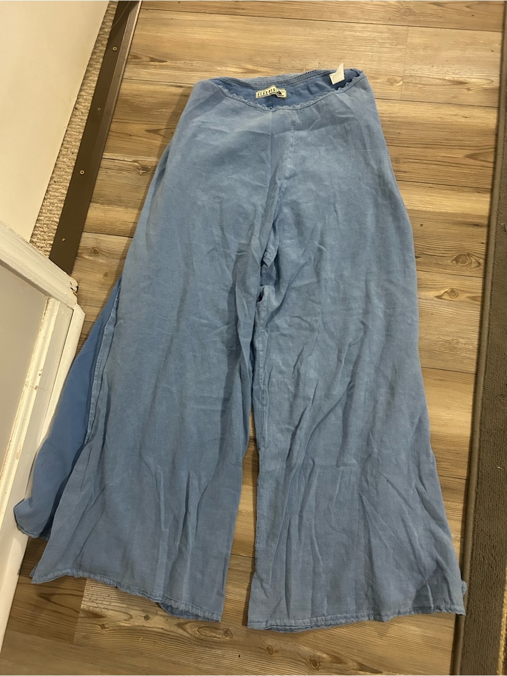 Light Blue Wide Leg Linen pants / bathing suit cover up
